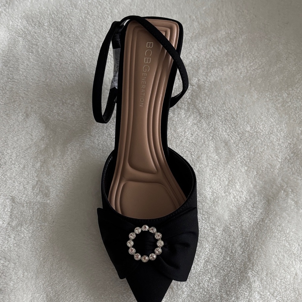 BCBGeneration Black Heels with Rhinestone Bow